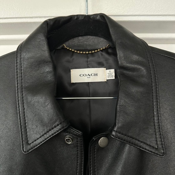 COACH Large SHEEP BLACK LEATHER JACKET - Picture 4 of 8